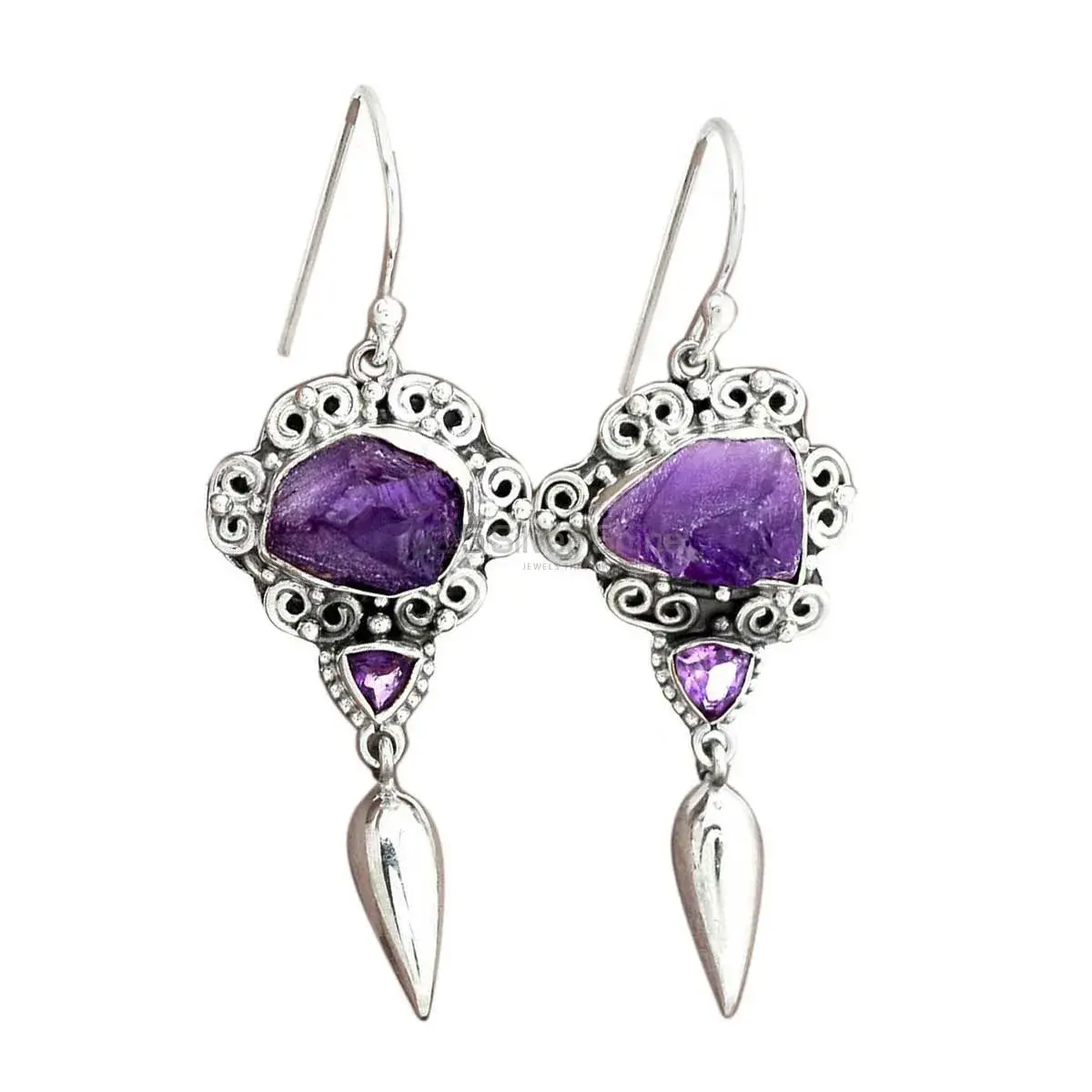 925 Sterling Silver Earrings In Amethyst Gemstone Jewelry 925SE2456_0