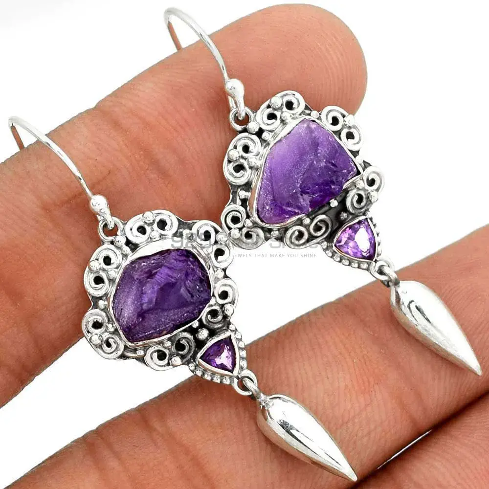 Top Quality 925 Sterling Silver Earrings In Amethyst Gemstone Jewelry 925SE2456_0