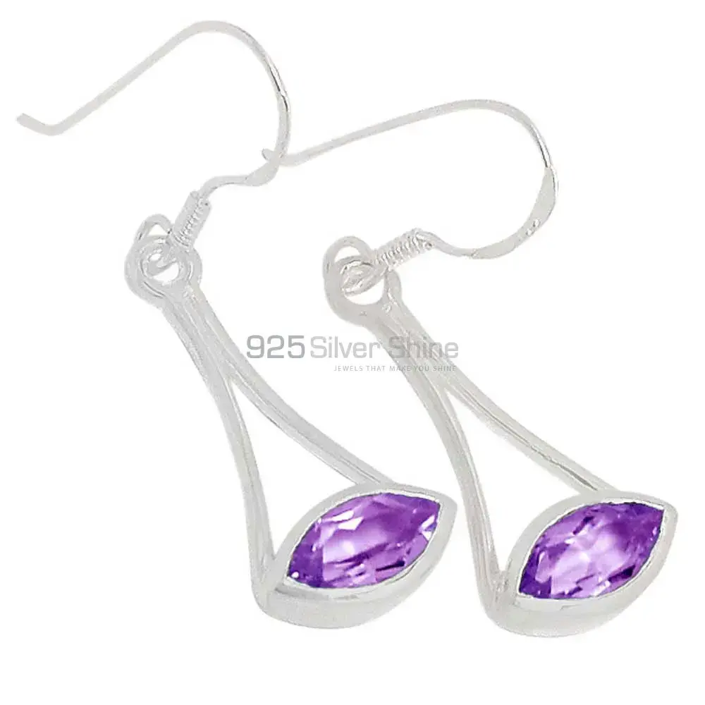 Top Quality 925 Sterling Silver Earrings In Amethyst Gemstone Jewelry 925SE346