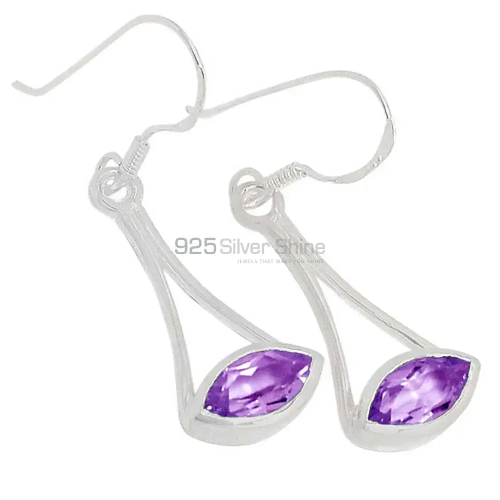 925 Sterling Silver Earrings In Amethyst Gemstone Jewelry 925SE346_0