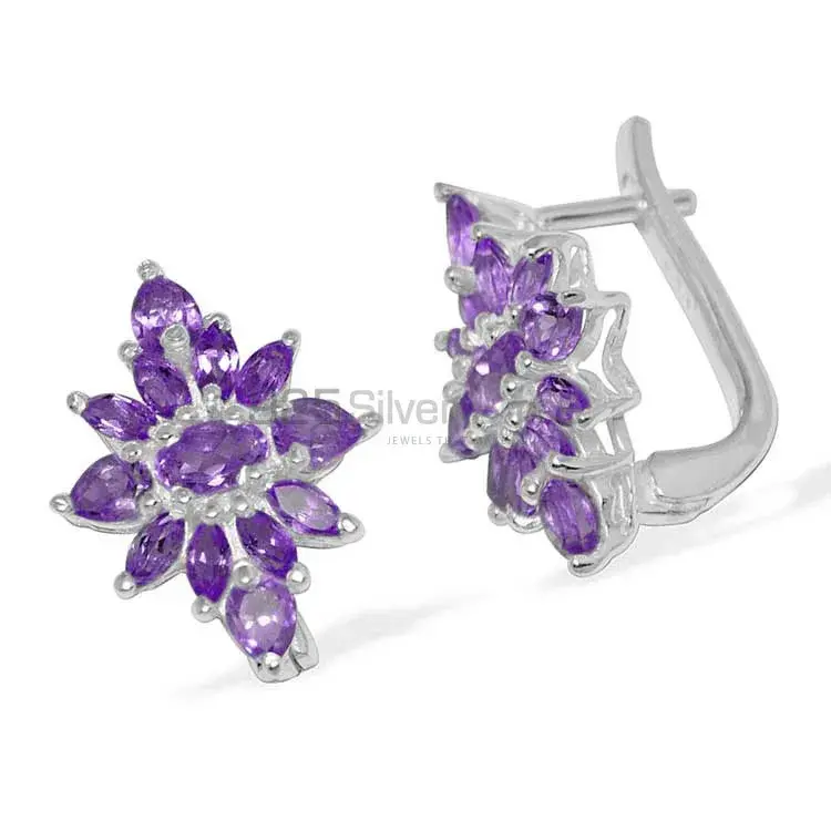 925 Sterling Silver Earrings In Amethyst Gemstone Jewelry 925SE899_1