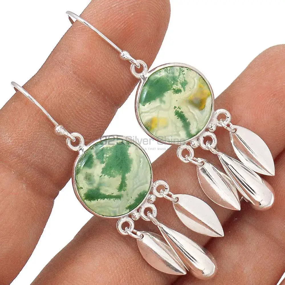 Top Quality 925 Sterling Silver Earrings In Chrysoprase Gemstone Jewelry 925SE2774_1