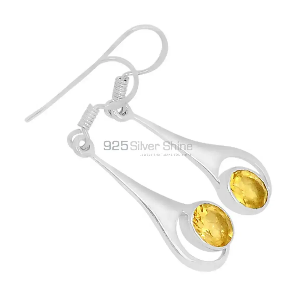 925 Sterling Silver Earrings In Citrine Gemstone Jewelry 925SE662_0