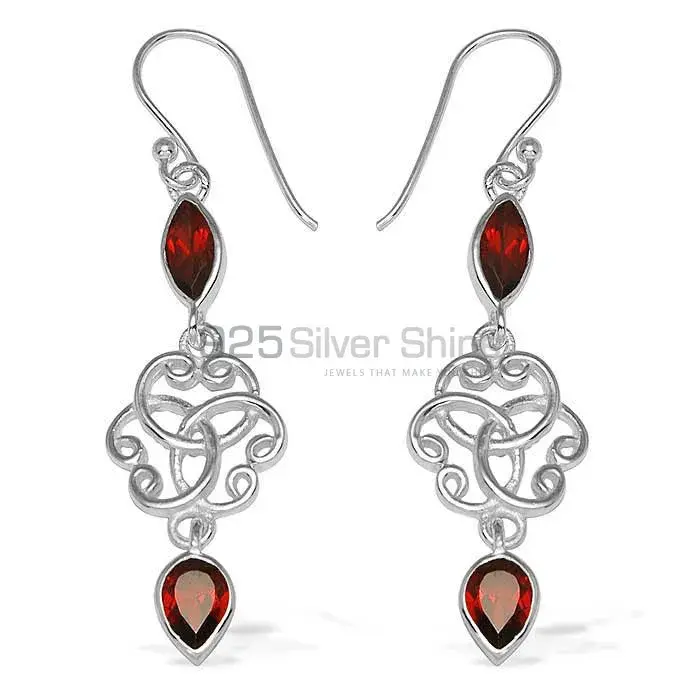 Top Quality 925 Sterling Silver Earrings In Garnet Gemstone Jewelry 925SE741