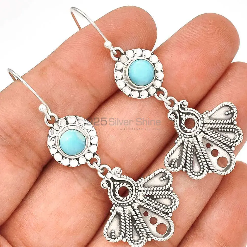 Top Quality 925 Sterling Silver Earrings In Larimar Gemstone Jewelry 925SE3090_0