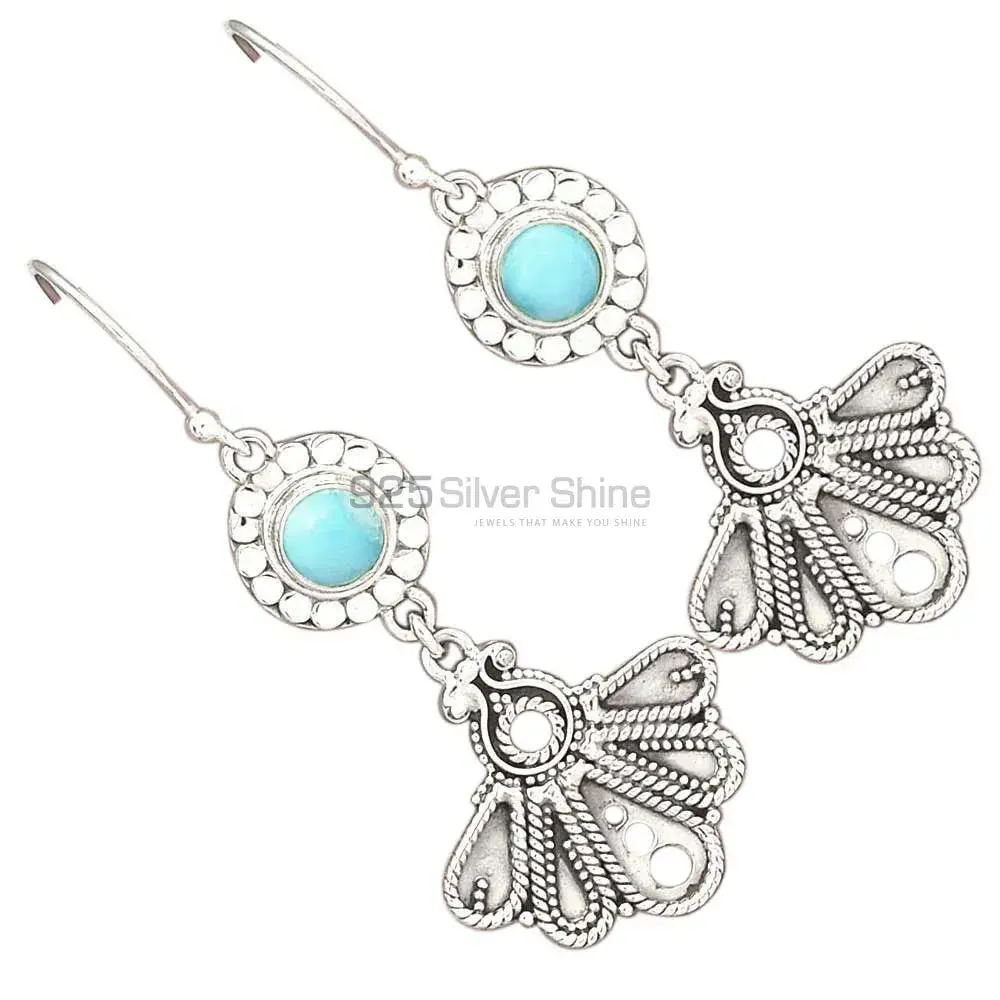 Top Quality 925 Sterling Silver Earrings In Larimar Gemstone Jewelry 925SE3090_1