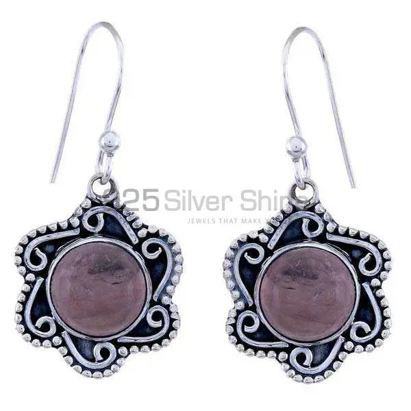 Top Quality 925 Sterling Silver Earrings In Rose Quartz Gemstone Jewelry 925SE1206