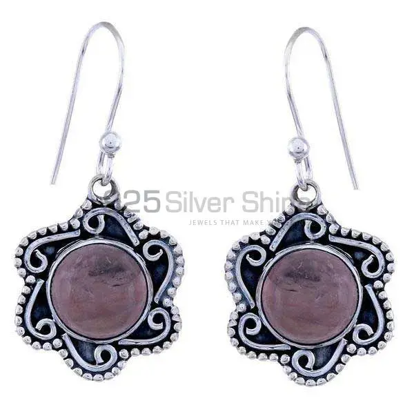 925 Sterling Silver Earrings In Rose Quartz Gemstone Jewelry 925SE1206_0