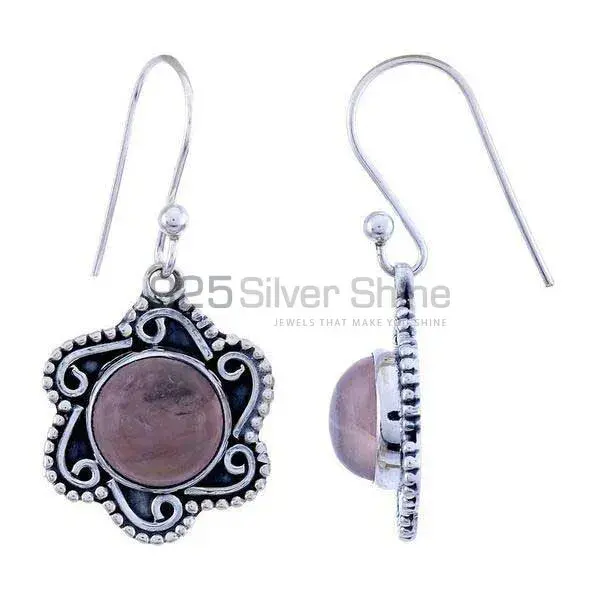 925 Sterling Silver Earrings In Rose Quartz Gemstone Jewelry 925SE1206_1