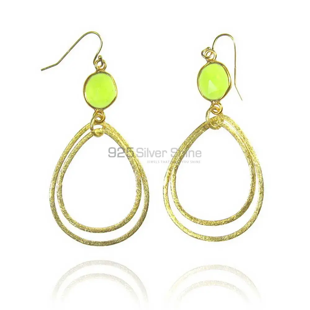 Top Quality 925 Sterling Silver Earrings In Yellow Chalcedony Gemstone Jewelry 925SE1960