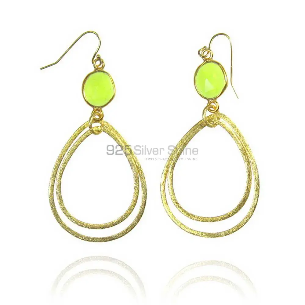 925 Sterling Silver Earrings In Yellow Chalcedony Gemstone Jewelry 925SE1960