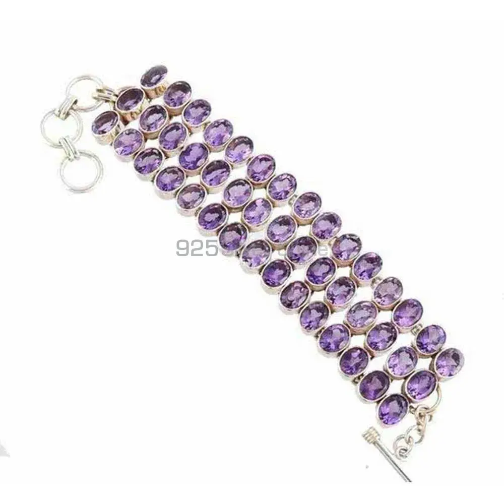 Top Quality 925 Sterling Silver Handmade Bracelets In Amethyst Gemstone Jewelry 925SB259-2