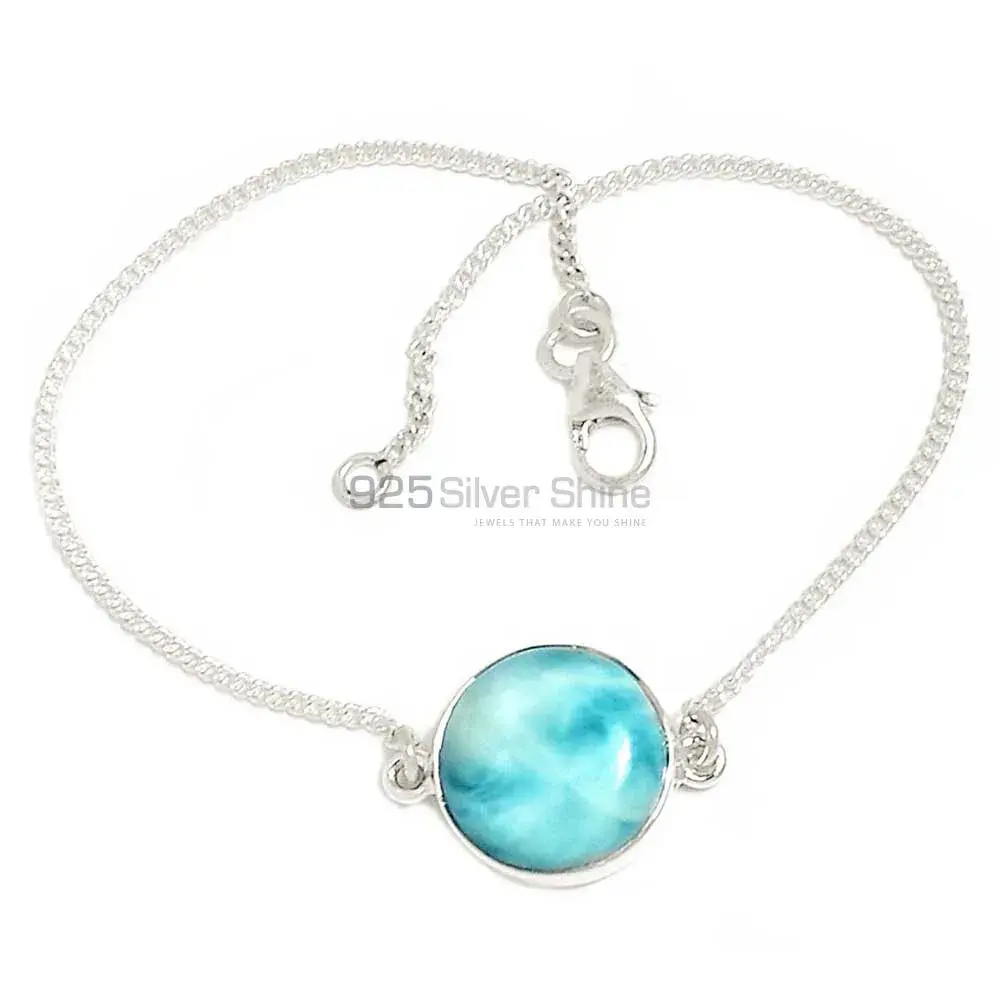 925 Sterling Silver Handmade Bracelets In Larimar Gemstone Jewelry 925SB303-10
