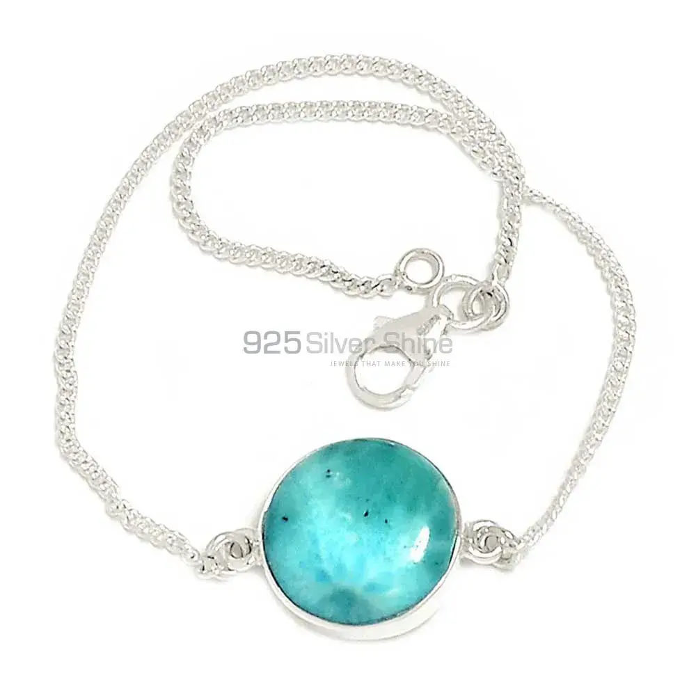 Top Quality 925 Sterling Silver Handmade Bracelets In Larimar Gemstone Jewelry 925SB303-10_0