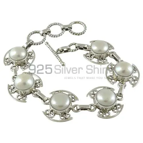 925 Sterling Silver Handmade Bracelets In Pearl Gemstone Jewelry 925SB406