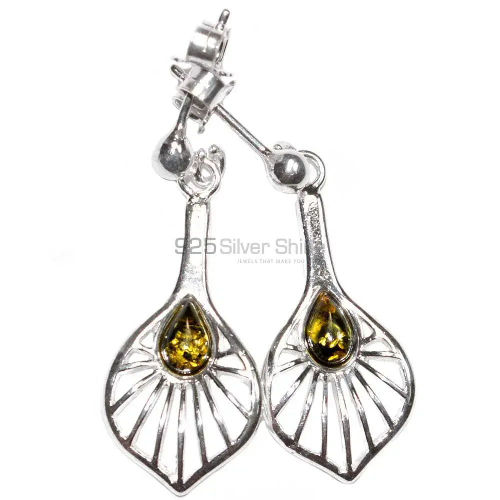 Top Quality 925 Sterling Silver Handmade Earrings In Amber Gemstone Jewelry 925SE2935