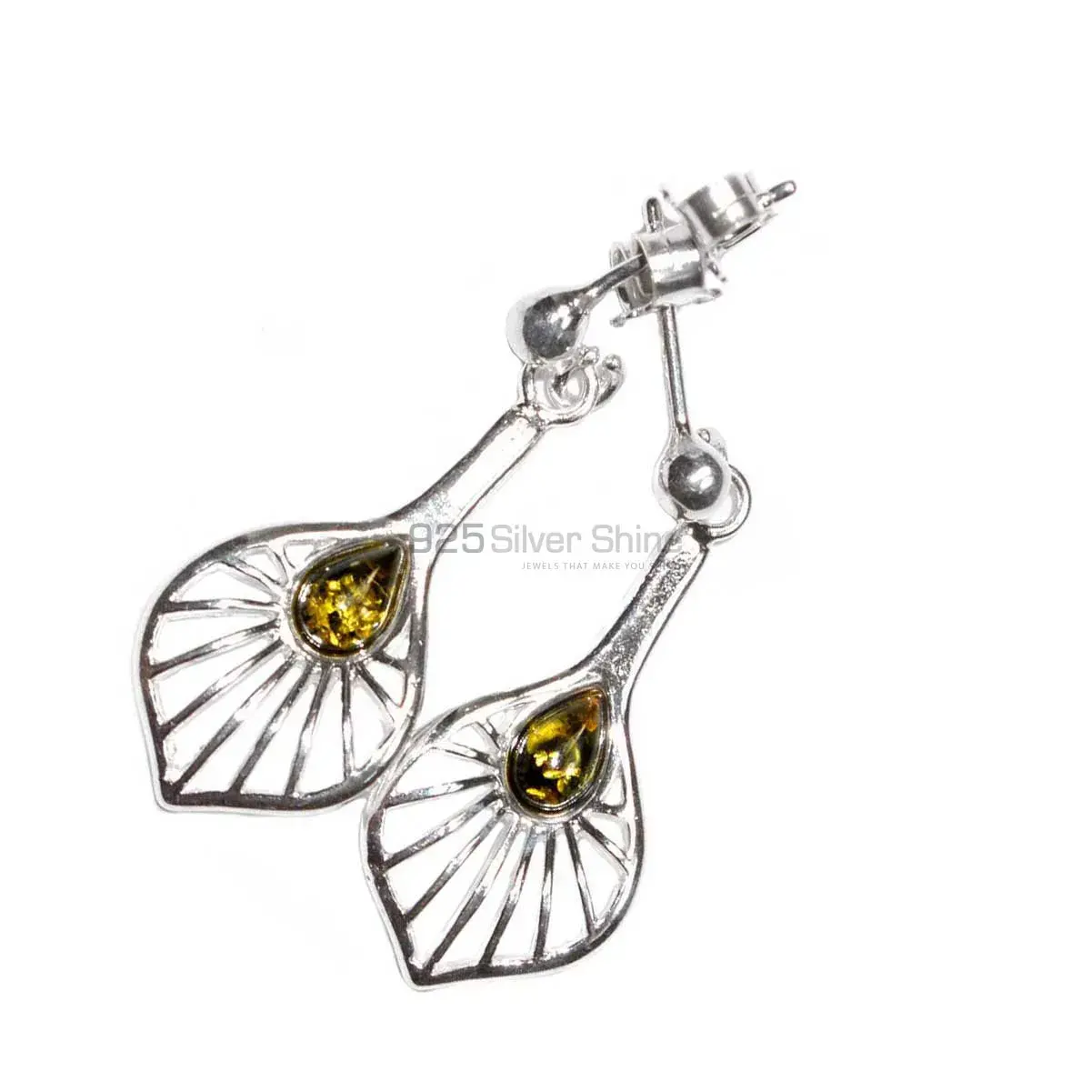 Top Quality 925 Sterling Silver Handmade Earrings In Amber Gemstone Jewelry 925SE2935_0