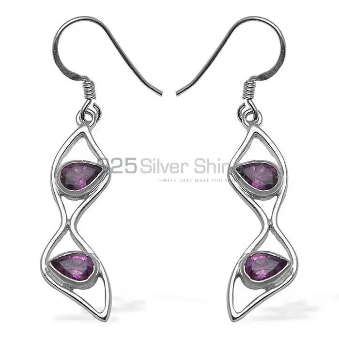 925 Sterling Silver Handmade Earrings In Amethyst Gemstone Jewelry 925SE1060_0