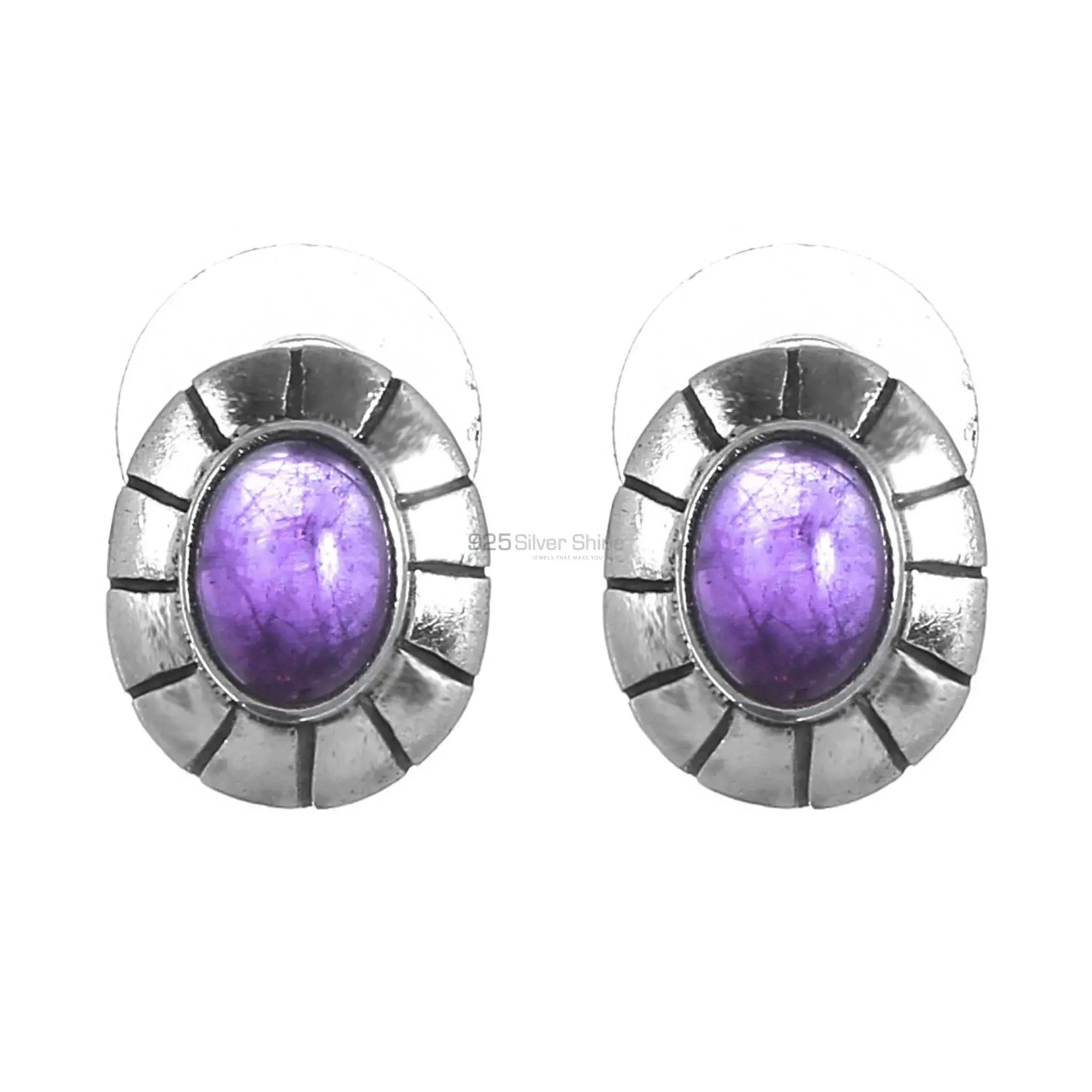 925 Sterling Silver Handmade Earrings In Amethyst Gemstone Jewelry 925SE270_0