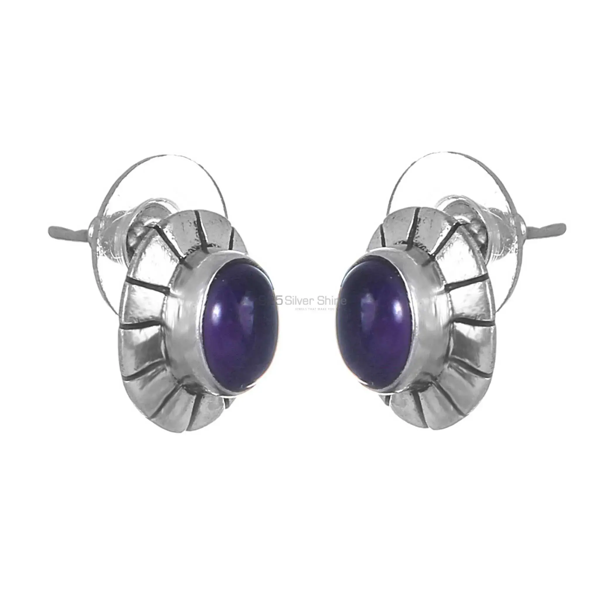 925 Sterling Silver Handmade Earrings In Amethyst Gemstone Jewelry 925SE270_1