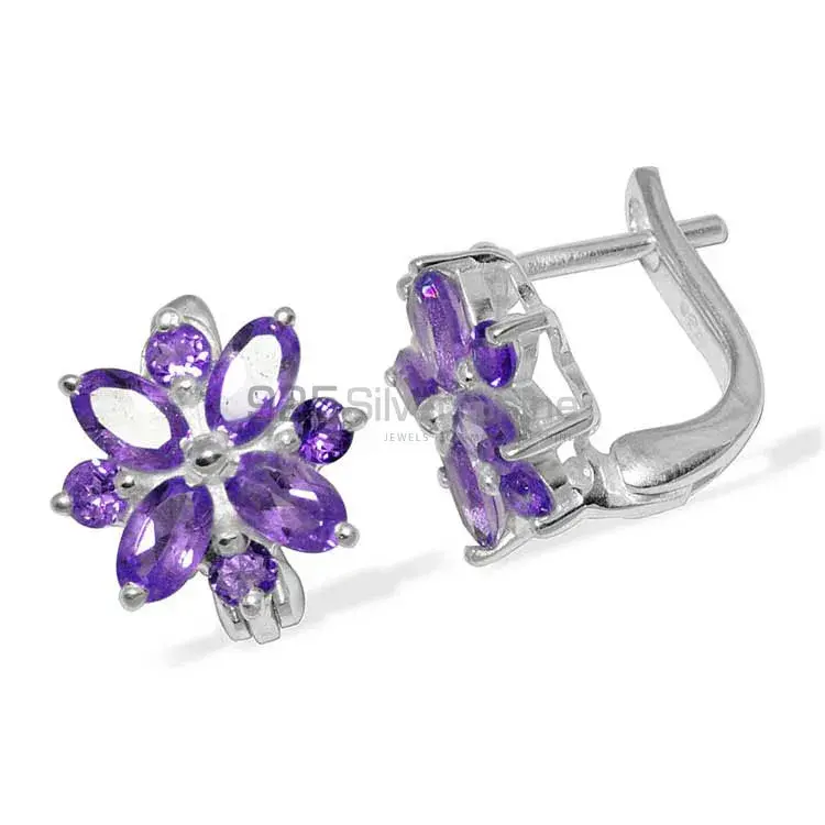925 Sterling Silver Handmade Earrings In Amethyst Gemstone Jewelry 925SE902_1