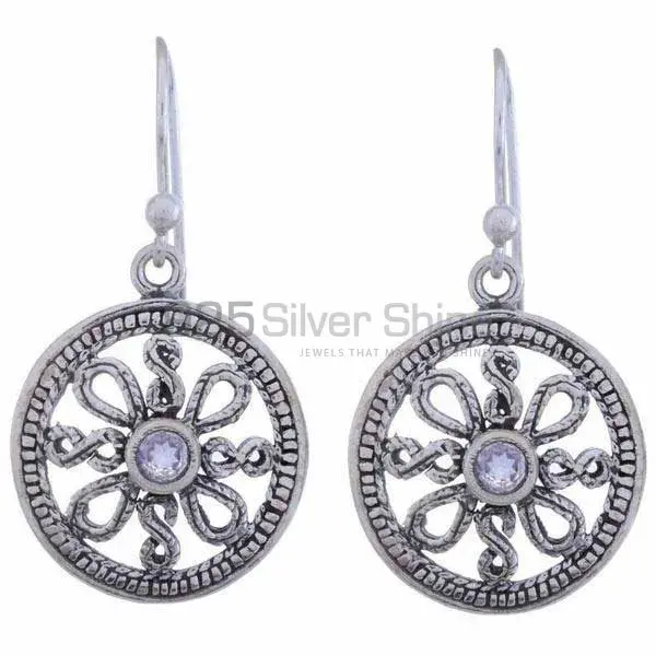 Top Quality 925 Sterling Silver Handmade Earrings In Blue Topaz Gemstone Jewelry 925SE1209