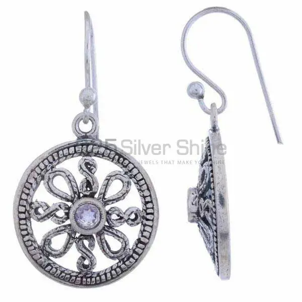 925 Sterling Silver Handmade Earrings In Blue Topaz Gemstone Jewelry 925SE1209_1