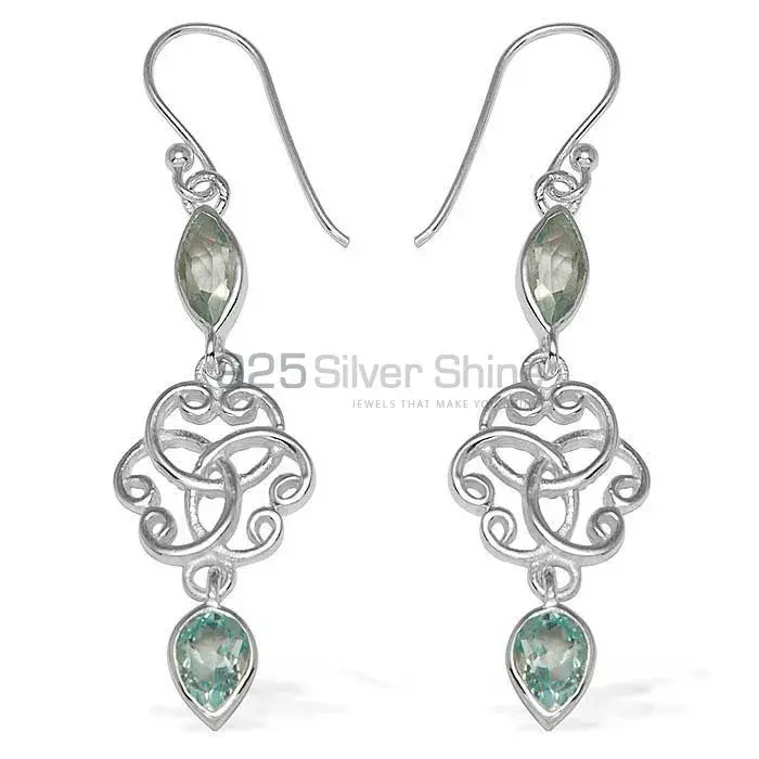 Top Quality 925 Sterling Silver Handmade Earrings In Blue Topaz Gemstone Jewelry 925SE744