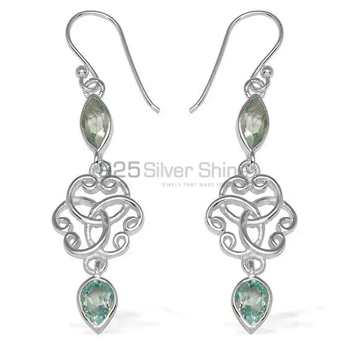 925 Sterling Silver Handmade Earrings In Blue Topaz Gemstone Jewelry 925SE744_0