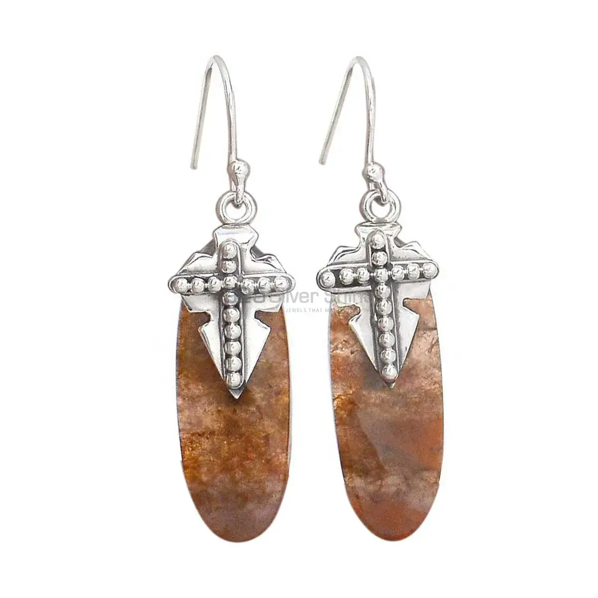 925 Sterling Silver Handmade Earrings In Cacoxenite Gemstone Jewelry 925SE2617