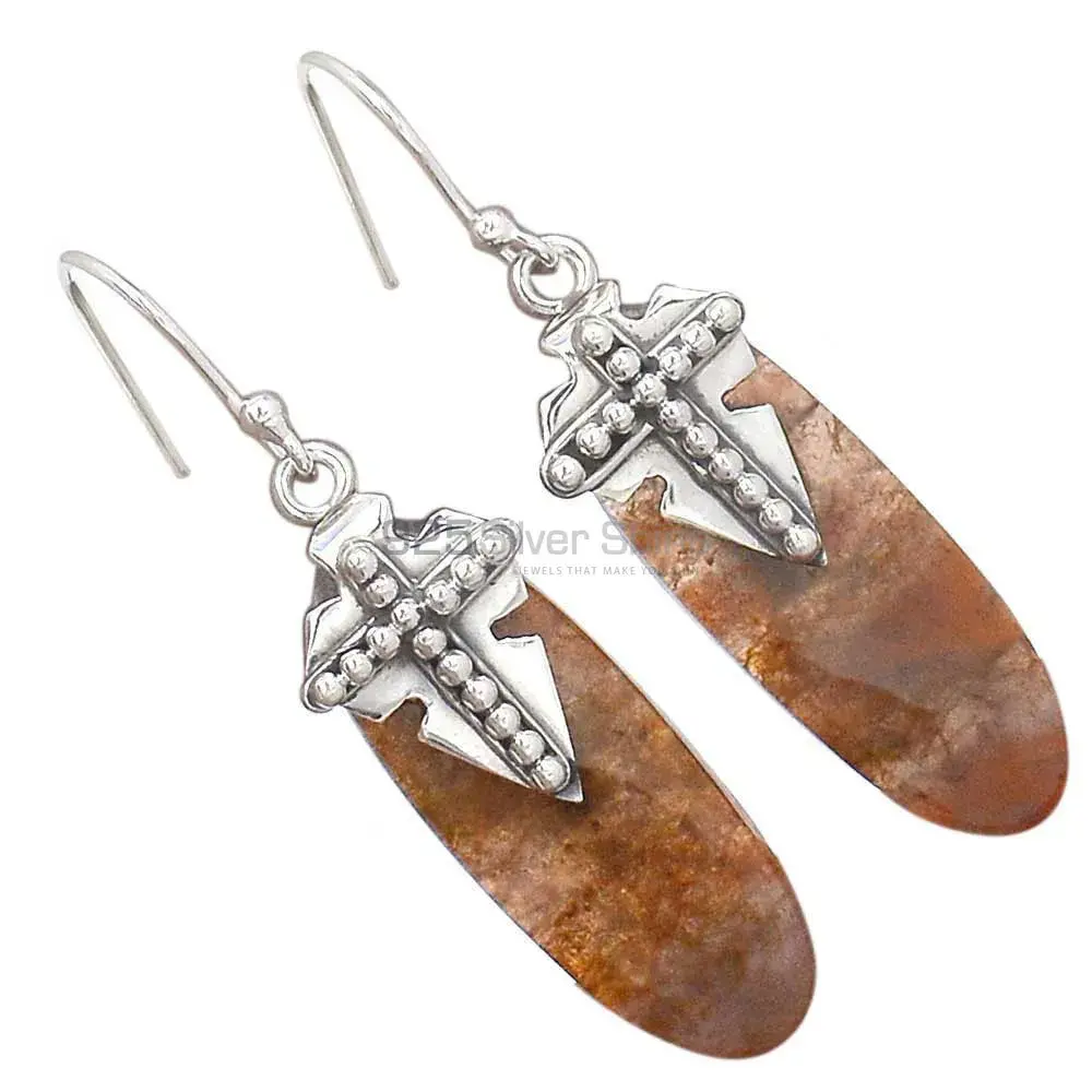 925 Sterling Silver Handmade Earrings In Cacoxenite Gemstone Jewelry 925SE2617_0
