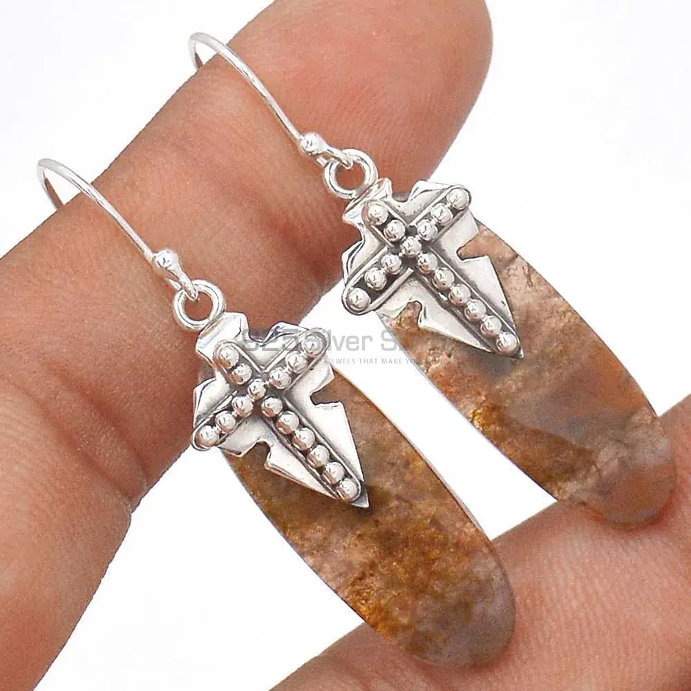 Top Quality 925 Sterling Silver Handmade Earrings In Cacoxenite Gemstone Jewelry 925SE2617_1
