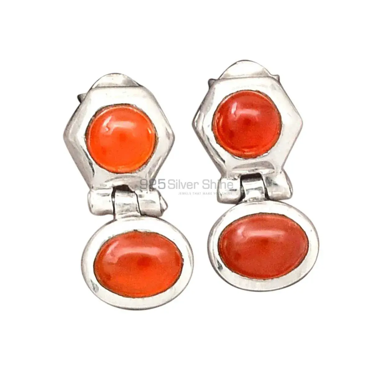 925 Sterling Silver Handmade Earrings In Carnelian Gemstone Jewelry 925SE2741_0