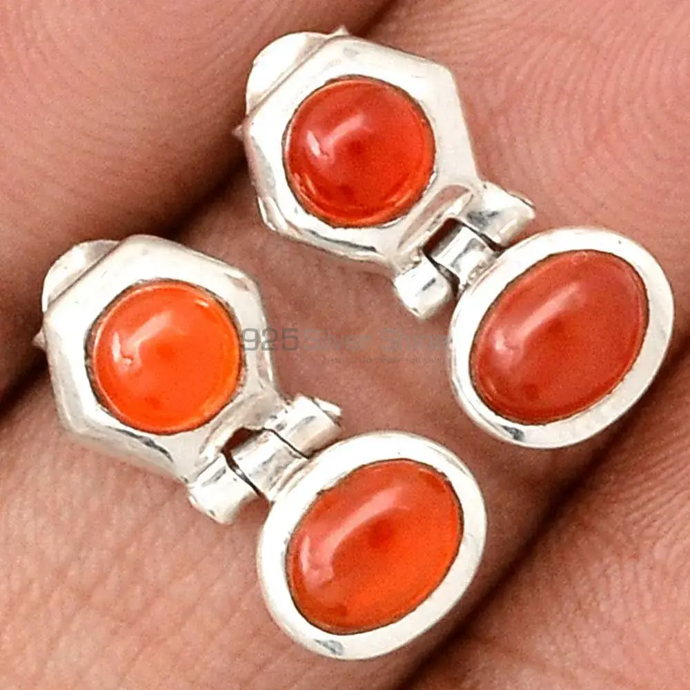 925 Sterling Silver Handmade Earrings In Carnelian Gemstone Jewelry 925SE2741_2