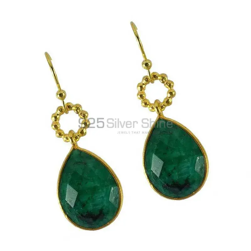 Top Quality 925 Sterling Silver Handmade Earrings In Dyed Emerald Gemstone Jewelry 925SE1288_0