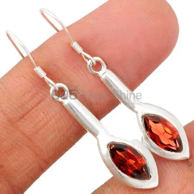 925 Sterling Silver Handmade Earrings In Garnet Gemstone Jewelry 925SE665_0