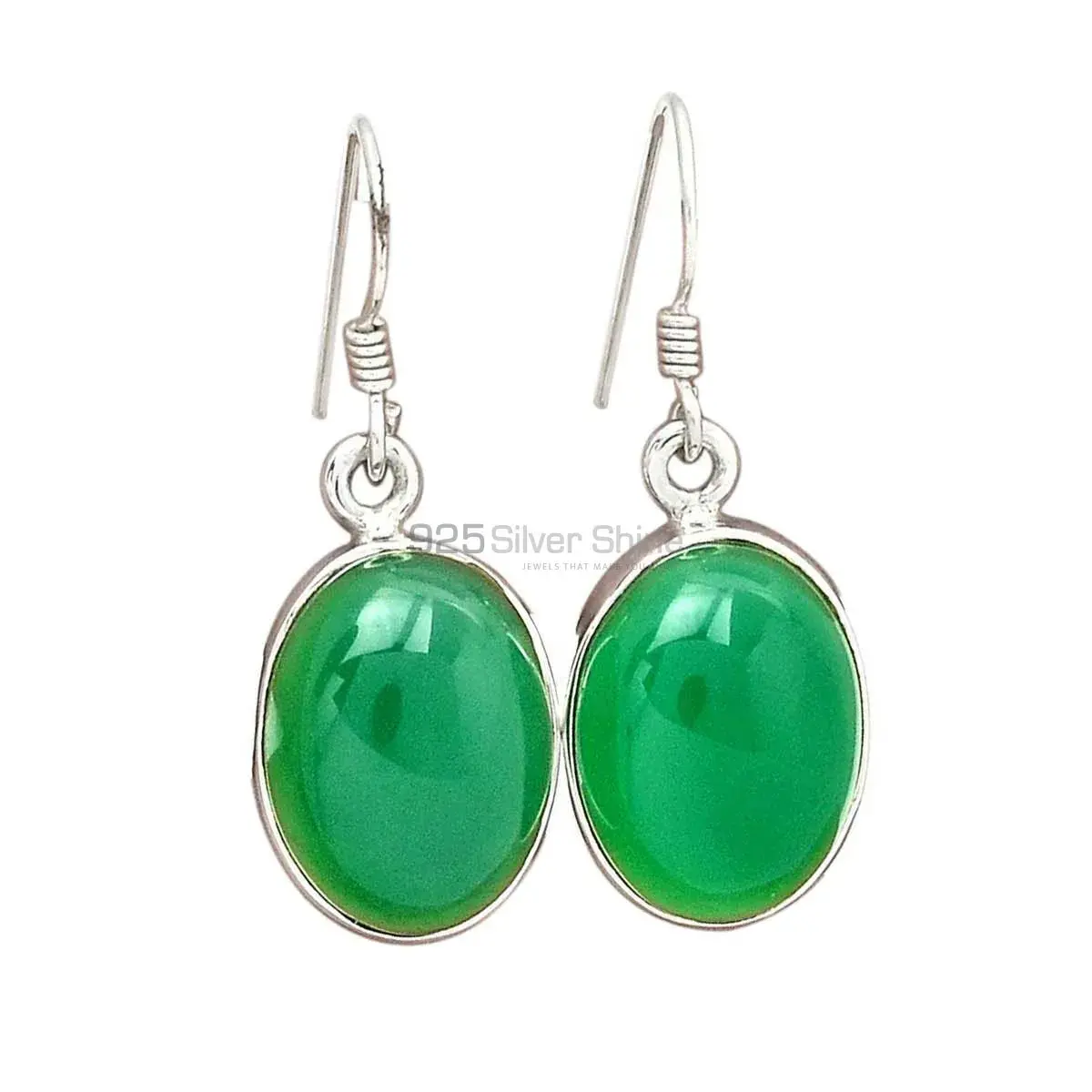 Top Quality 925 Sterling Silver Handmade Earrings In Green Onyx Gemstone Jewelry 925SE2222