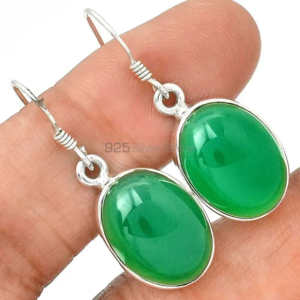 925 Sterling Silver Handmade Earrings In Green Onyx Gemstone Jewelry 925SE2222_1
