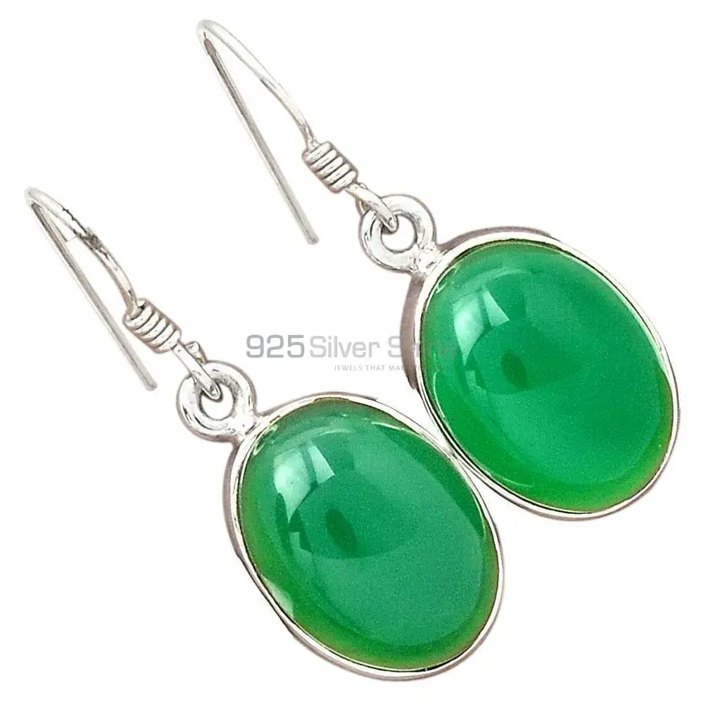 Top Quality 925 Sterling Silver Handmade Earrings In Green Onyx Gemstone Jewelry 925SE2222_1