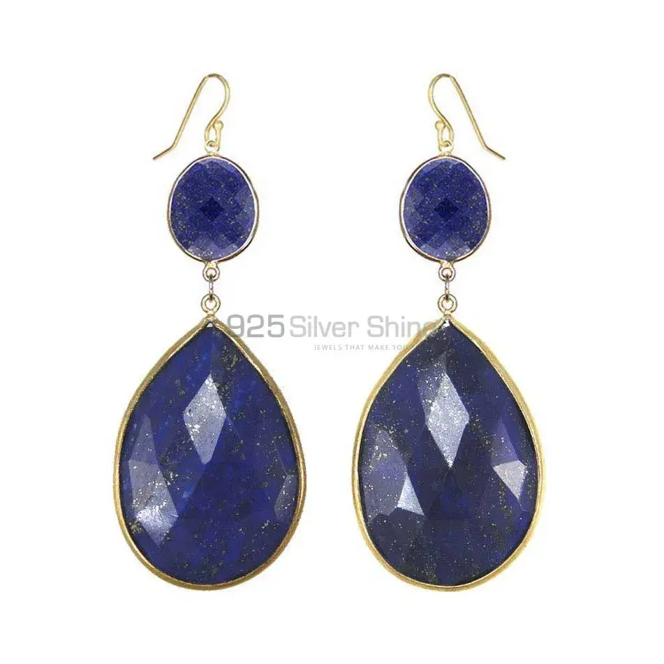 925 Sterling Silver Handmade Earrings In Lapis Gemstone Jewelry 925SE1884_0