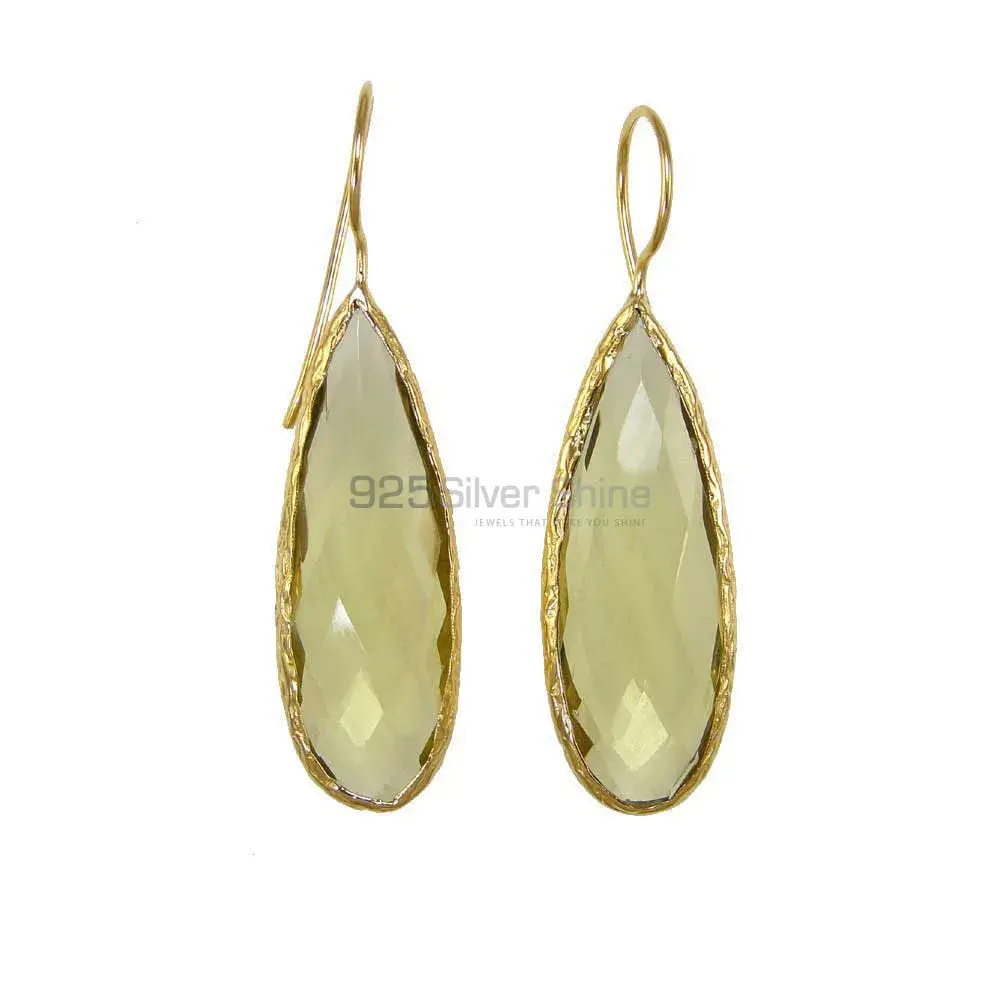 Top Quality 925 Sterling Silver Handmade Earrings In Lemon Quartz Gemstone Jewelry 925SE1963