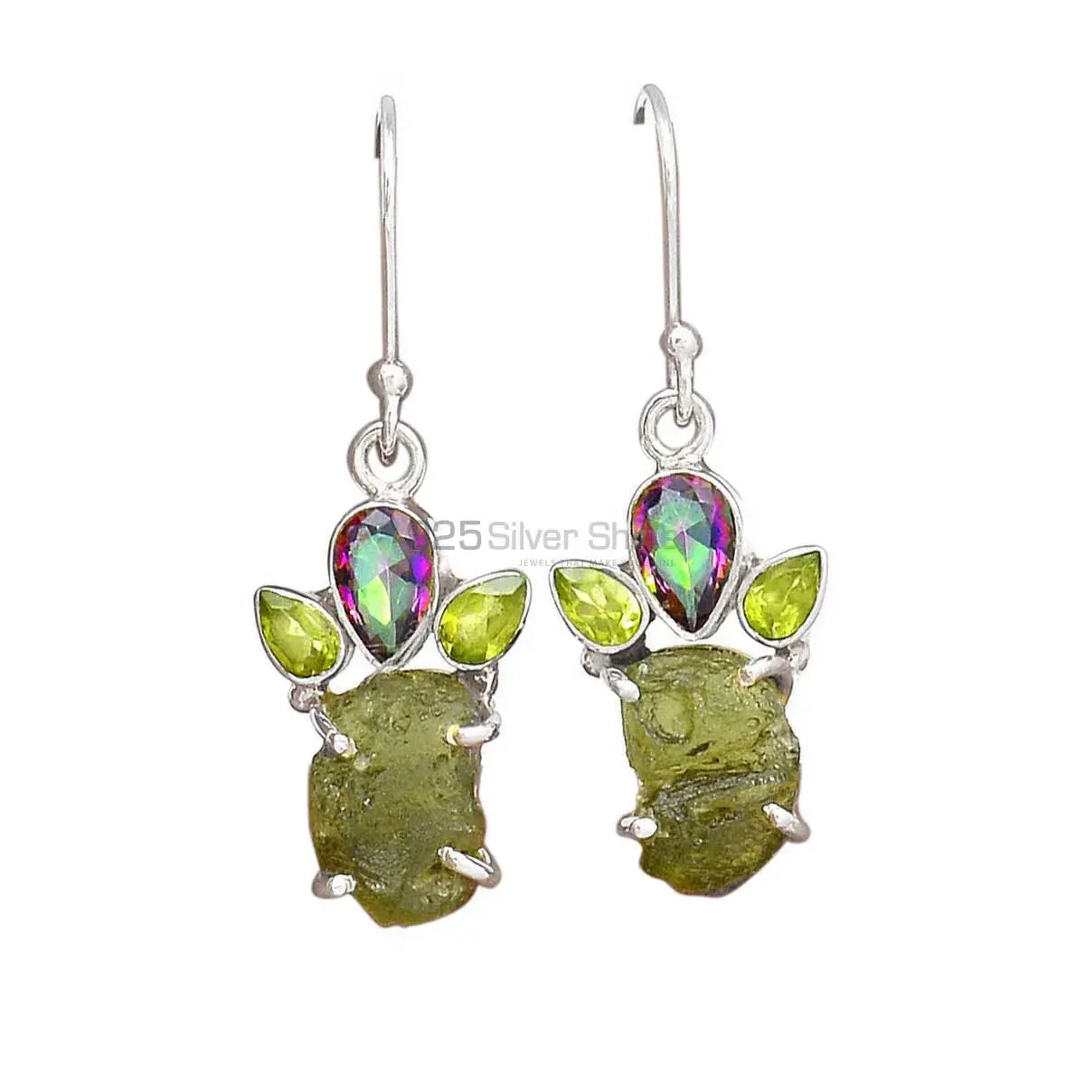 925 Sterling Silver Handmade Earrings In Multi Gemstone Jewelry 925SE2064_0