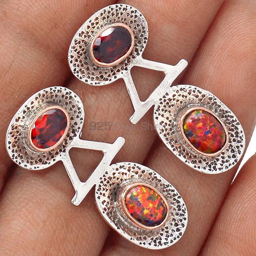 925 Sterling Silver Handmade Earrings In Multi Gemstone Jewelry 925SE2143_1