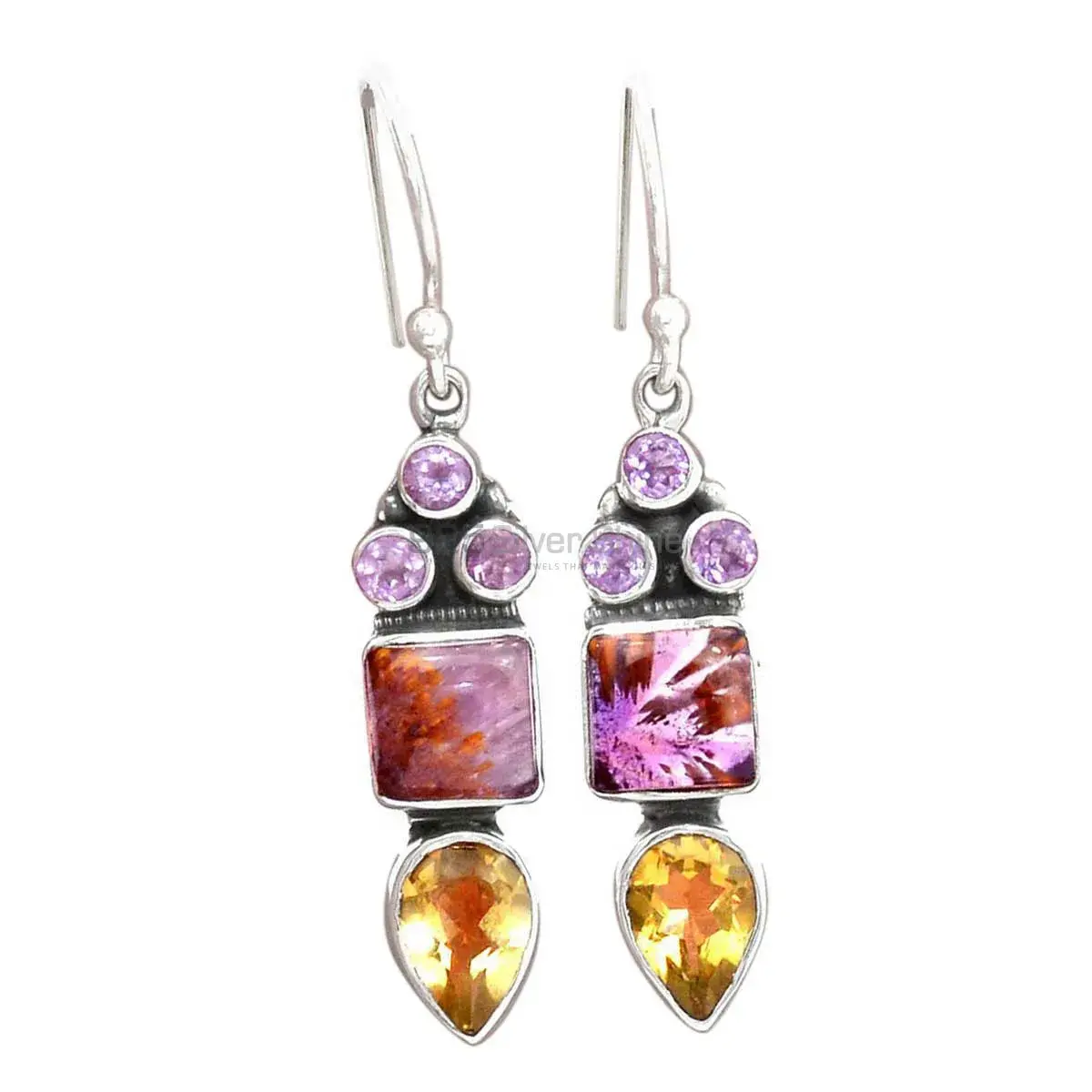 925 Sterling Silver Handmade Earrings In Multi Gemstone Jewelry 925SE2459_0