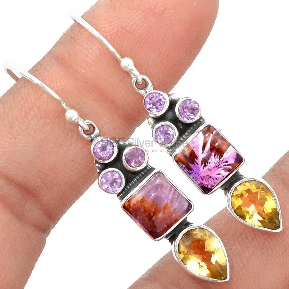 925 Sterling Silver Handmade Earrings In Multi Gemstone Jewelry 925SE2459_1