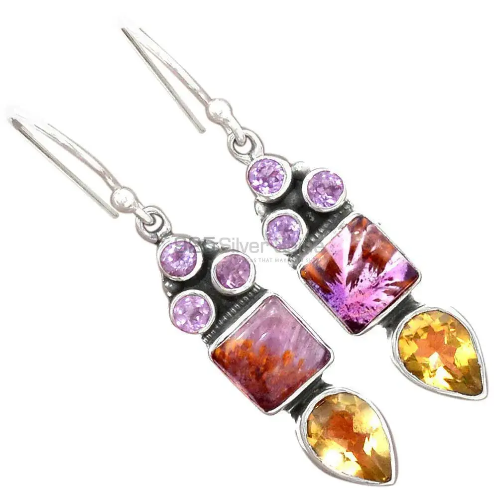 925 Sterling Silver Handmade Earrings In Multi Gemstone Jewelry 925SE2459_2