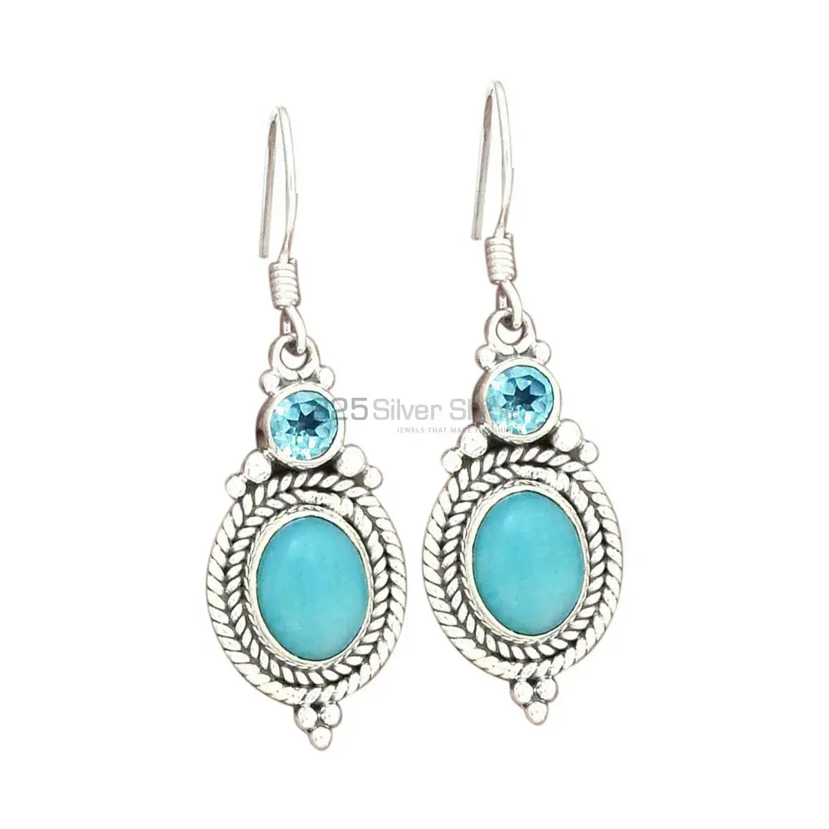 925 Sterling Silver Handmade Earrings In Multi Gemstone Jewelry 925SE2690_0
