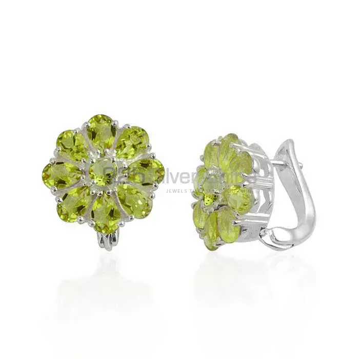 925 Sterling Silver Handmade Earrings In Peridot Gemstone Jewelry 925SE981_0
