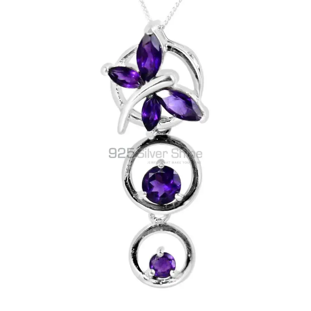 925 Sterling Silver Handmade Pendants In Amethyst Gemstone Jewelry 925SP240-2_0