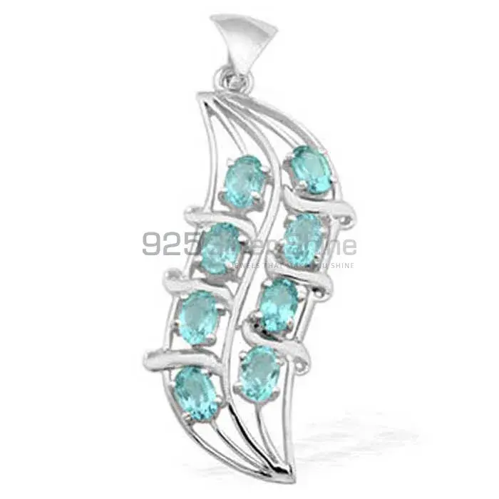 Top Quality 925 Sterling Silver Handmade Pendants In Blue Topaz Gemstone Jewelry 925SP1536